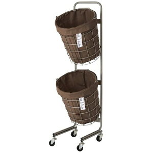 メルクロス|MERCROS ランドリーバスケット キャスター付き 2段 ラウンド 25L×2 ブラウン 6300046483 【メーカー直送・代金引換不可・時間指定・返品不可】