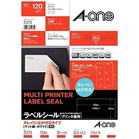 A-one｜エーワン マルチプリンタラベル 各種表示用・再はくりタイプ ホワイト 31275 [A4 /10シート /12面 /マット]