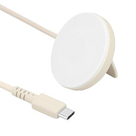 MOTTERU｜モッテル Qi2対応 マグネット式ワイヤレス充電器 スタンド付き ケーブルバンド付属 アーモンドミルク MOT-QI15W02-AM