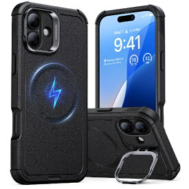 イーエスアール｜ESR iPhone 16（6.1インチ） ミリタリーグレードスタンド付ハイブリッドケース ESR Black CyberToughCasewithStashStand(HaloLock)iPhone16