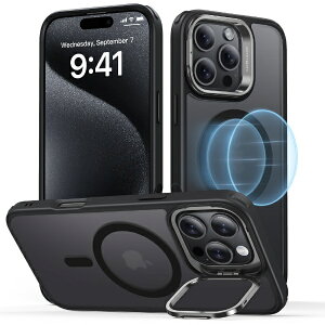 �C�[�G�X�A�[���bESR iPhone 16 Pro Max�i6.9�C���`�j�X�^���h�t�n�C�u���b�h�P�[�X ESR Frosted Black ClassicHybridCaseStashStandforiPhone16ProMax
