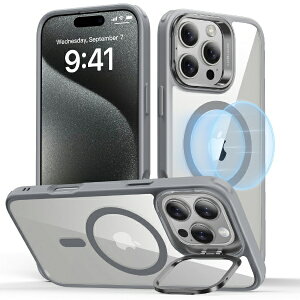 �C�[�G�X�A�[���bESR iPhone 16 Pro Max�i6.9�C���`�j�X�^���h�t�n�C�u���b�h�P�[�X ESR Clear Grey ClassicHybridCaseStashStandforiPhone16ProMax