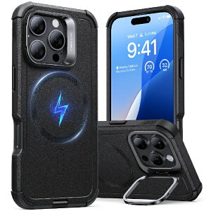 �C�[�G�X�A�[���bESR iPhone 16 Pro Max�i6.9�C���`�j �~���^���[�O���[�h�X�^���h�t�n�C�u���b�h�P�[�X ESR Black CyberToughCasewithStashStandiPhone16ProMax