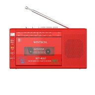 WINTECH｜ウィンテック MicroSD/USB録音対応モノラルラジカセ レッド SCT-R227RZ [ワイドFM対応]