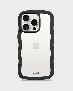 HOLDIT�b�z�[���f�B�b�g iPhone 15 Pro�p �w�ʃN���A�ϏՌ��P�[�X Wavy Case Black/Transparent 16413