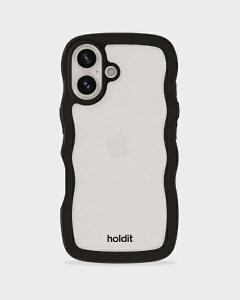 HOLDIT�b�z�[���f�B�b�g iPhone 16 Plus�p �w�ʃN���A�ϏՌ��P�[�X Wavy Case Black/Transparent 16417
