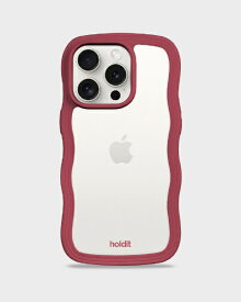 HOLDIT｜ホールディット iPhone 15 Pro用 背面クリア耐衝撃ケース Wavy Case Red Velvet/Transparent 16432