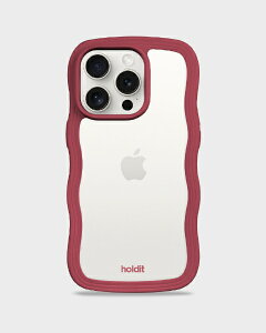 HOLDIT�b�z�[���f�B�b�g iPhone 15 Pro�p �w�ʃN���A�ϏՌ��P�[�X Wavy Case Red Velvet/Transparent 16432