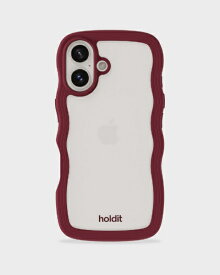 HOLDIT｜ホールディット iPhone 16用 背面クリア耐衝撃ケース Wavy Case Red Velvet/Transparent 16435