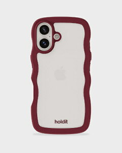 HOLDIT�b�z�[���f�B�b�g iPhone 16�p �w�ʃN���A�ϏՌ��P�[�X Wavy Case Red Velvet/Transparent 16435