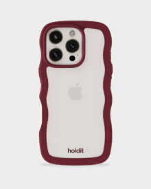 HOLDIT｜ホールディット iPhone 16 Pro用 背面クリア耐衝撃ケース Wavy Case Red Velvet/Transparent 16436