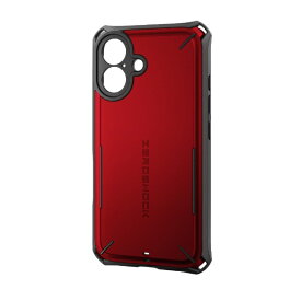 ELECOM｜エレコム iPhone 16 ケース ハイブリッド カバー 衝撃吸収 ストラップホール付 フィルム付 ZEROSHOCK 極限保護 レッド PM-A24AZEROSRD
