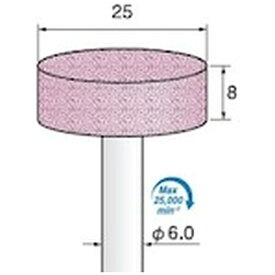 アルゴファイルジャパン｜ARGOFILE 軸付ピンク砥石＃60　Φ25X8　Φ6．0軸　PA
