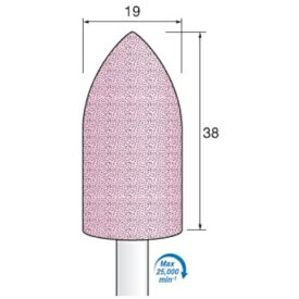 アルゴファイルジャパン｜ARGOFILE 軸付ピンク砥石＃60　Φ19X38　Φ6．0軸　P