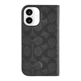 【エントリーで最大全額ポイント還元｜7/18迄】 COACH｜コーチ iPhone 16 Coach Folio Case - Signature Charcoal w/ Recycled CH054150