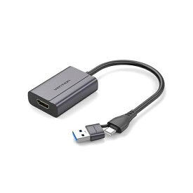 VENTION｜ベンション 映像変換アダプタ [USB-C＋USB-A オス→メス HDMI] (Mac/Windows対応) スペースグレイ AC-9781