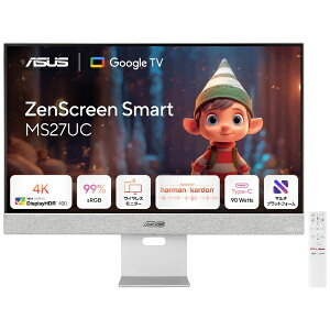 yGg[ő3{b9/1z aubG[[ USB-Cڑ PCj^[ Google TVځuASUS ZenScreen Smart MonitoriMS27UCjv MS27UC00 [27^ /4K(3840×2160j /Ch /60Hz]
