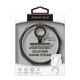 PGA｜ピージーエー ストラップホルダー付 シリコンハンドストラップ Premium Style ブラック PG-HST01BK