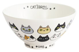 セラミック藍｜CERAMIC AI 猫3兄弟飯碗 顔