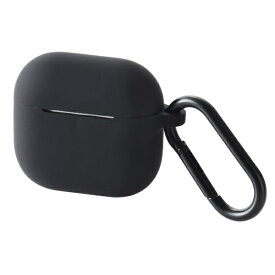 ELECOM｜エレコム AirPods 4 ケース 用 シリコン カバー &lt; ワイヤレス / MagSafe 充電対応 &gt; 衝撃吸収 落下防止 カラビナ付 ブラック AVA-AP06SCBK