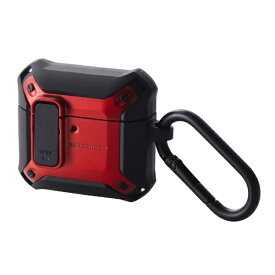 ELECOM｜エレコム AirPods 4 ケース 用 耐衝撃 カバー &lt; ワイヤレス / MagSafe 充電対応 &gt; 衝撃吸収 フタ開閉ロック機能 落下防止 カラビナ付 ZEROSHOCK Lock レッド AVA-AP06ZEROLRD