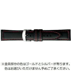 バンビ｜BAMBI 時計バンド 合成ラバー 平ツク棒 かん幅24mm 美錠幅22mm 【金具色指定不可】 ブラック×レッド BGE002R1W