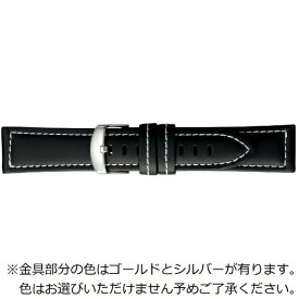 バンビ｜BAMBI 時計バンド 合成ラバー 平ツク棒 かん幅24mm 美錠幅22mm 【金具色指定不可】 ブラック×ホワイト BGE002W1W