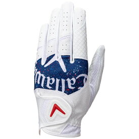 キャロウェイ｜Callaway ゴルフグローブ Callaway Graphic Glove 25 JM キャロウェイ グラフィック グローブ ホワイト×ブルー 5325050 [メンズ /左手着用(右打ち用) /23cm]