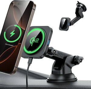 C[GXA[bESR Qi2Ή ő15W MagSafe _bV{[hCXJ[`[W[ ESR Black ESR Qi2 Dashboard Wireless Charger [15W]