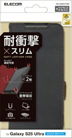 ELECOM｜エレコム Galaxy S25 Ultra（SC-52F）/レザーケース/手帳型/ステッチ/耐衝撃/磁石付き ブラック PM-G252PLFYBK