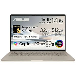 ASUSbGCX[X m[gp\R Zenbook SORA UX3407 UuXL[x[W UX3407RA-HA32570BES [Copilot+ PC /14.0^ /Windows11 Home /Snapdragon X Elite /F32GB /SSDF512GB /Office Home and Business /2025N02f]