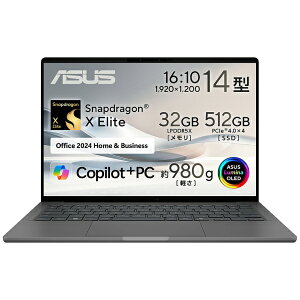 ASUSbGCX[X m[gp\R Zenbook SORA UX3407 ACXhO[ UX3407RA-HA32570GRS [Copilot+ PC /14.0^ /Windows11 Home /Snapdragon X Elite /F32GB /SSDF512GB /Office Home and Business /2025N02f]