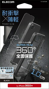 ELECOM�b�G���R�� iPhone 16e TOUGH SLIM 360�x�ی� ���^���X�e�b�J�[ �u���b�N