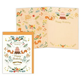 ニホンホールマーク｜Hallmark 誕生日カード 立体(デボス加工) りすと植物 EAR-836-719