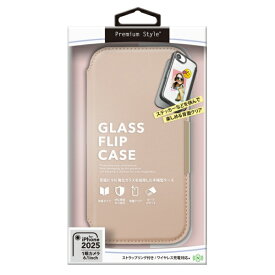 PGA｜ピージーエー iPhone 16e ガラスフリップケース　サフィアーノ調/ピンク Premium Style PG-25KGF04PK