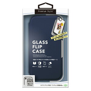 PGA�b�s�[�W�[�G�[ iPhone 17e/16e �K���X�t���b�v�P�[�X�@�T�t�B�A�[�m�� Premium Style �l�C�r�[ PG-25KGF06NV