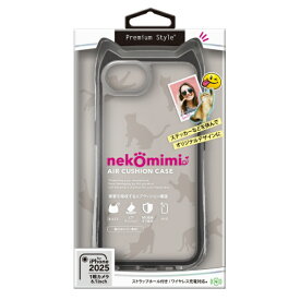 PGA｜ピージーエー iPhone 16e ネコミミ エアクッションケース　ブラック Premium Style PG-25KAR09BK