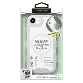 PGA｜ピージーエー iPhone 16e MagSafe対応 ウェーブ エアクッションケース　クリア Premium Style PG-25KMA11CL
