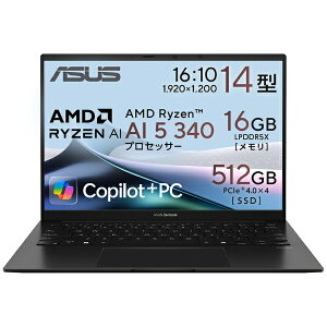 ASUS�b�G�C�X�[�X �m�[�g�p�\�R�� Zenbook 14 (UM3406) �W�F�[�h�u���b�N UM3406KA-AI5165W [14.0�^ /Windows11 Home /AMD Ryzen AI 5 /�������F16GB /SSD�F512GB /2025�N3�����f��]