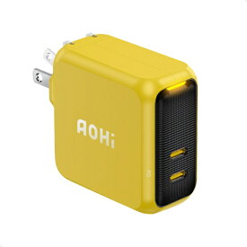 AOHI PD-USB充電器 Magcube PRO 100W USB C×2ポート PC/タブレット/携帯電話 100W急速充電 イエロー RE-JEMP100YL1
