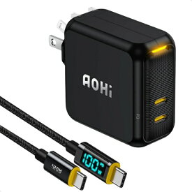 AOHI PD-USB充電器 ケーブルセット Magcube PRO 100W USB C×2ポート PC/タブレット/携帯電話 100W急速充電 ブラック RE-JEMP100BL2