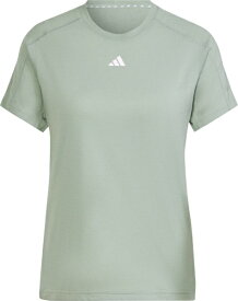 アディダス｜adidas レディース AEROREADY トレイン エッセンシャルズ ミニマル ロゴ クルーネック 半袖Tシャツ シルバーグリーン×ホワイト NEN26 [レディース /J/Mサイズ]【返品交換不可】