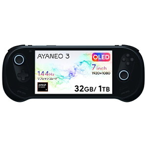 AYANEObAlI |[^uQ[~OPC AYANEO 3 X^[[ubN AYA3-OL883210-BKR [7.0^ /Windows11 Home /AMD Ryzen 7 /F32GB /SSDF1TB /2025N6f]