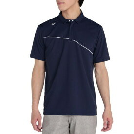 mizuno｜ミズノ メンズ アイスタッチソーラーカット半袖共衿ジップアップシャツ【驚着極涼】 ディープネイビー E2MAC001 [メンズ /Mサイズ]【返品交換不可】
