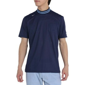mizuno｜ミズノ メンズ ドライエアロフローメッシュ半袖リブ衿モックネックシャツ ディープネイビー E2MAC011 [メンズ /Mサイズ]【返品交換不可】