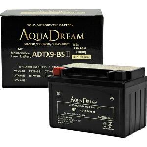 AQUA DREAM�b�A�N�A�h���[�� �o�C�N�p�o�b�e���[ GOLD Motorcycle Battery (��Ȍ݊��o�b�e���[�FYTX9-BS/FTX9-BS) �t���[�d�ς� ADTX9-BSII �y���[�J�[�����E���Ԏw��E�ԕi�s�z