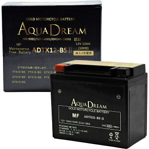 AQUA DREAM�b�A�N�A�h���[�� �o�C�N�p�o�b�e���[ GOLD Motorcycle Battery (��Ȍ݊��o�b�e���[�FYTX12-BS/FTX12-BS) �t���[�d�ς� ADTX12-BSII �y���[�J�[�����E��������s�E���Ԏw��E�ԕi�s�z