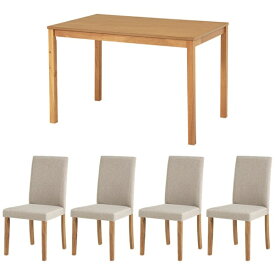 萩原｜HAGIHARA ダイニング5点セット テーブル:ナチュラル/椅子:ベーシック生地ベージュ