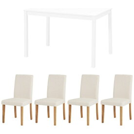 萩原｜HAGIHARA ダイニング5点セット テーブル:ホワイト/椅子:ブークレ生地ホワイト