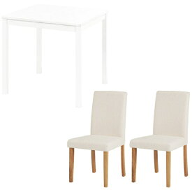 萩原｜HAGIHARA ダイニング3点セット テーブル:ホワイト/椅子:ブークレ生地ホワイト